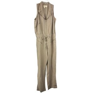 The Territory Ahead Linen Pocket Jumpsuit Sz M Tan Slip On Resort Gorpcore